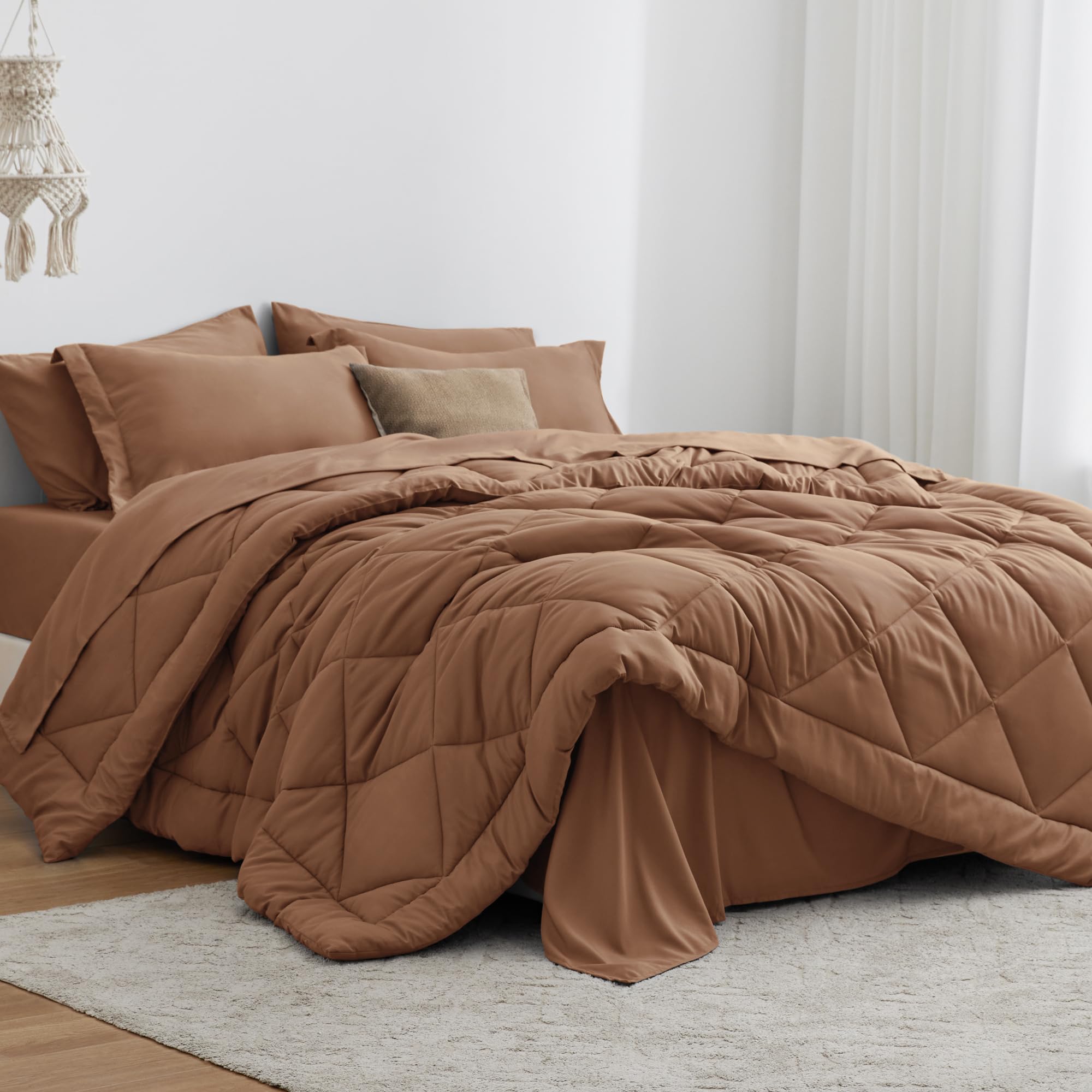 Amazon.com: Love's cabin Twin XL Comforter Set Mocha Mousse, 5