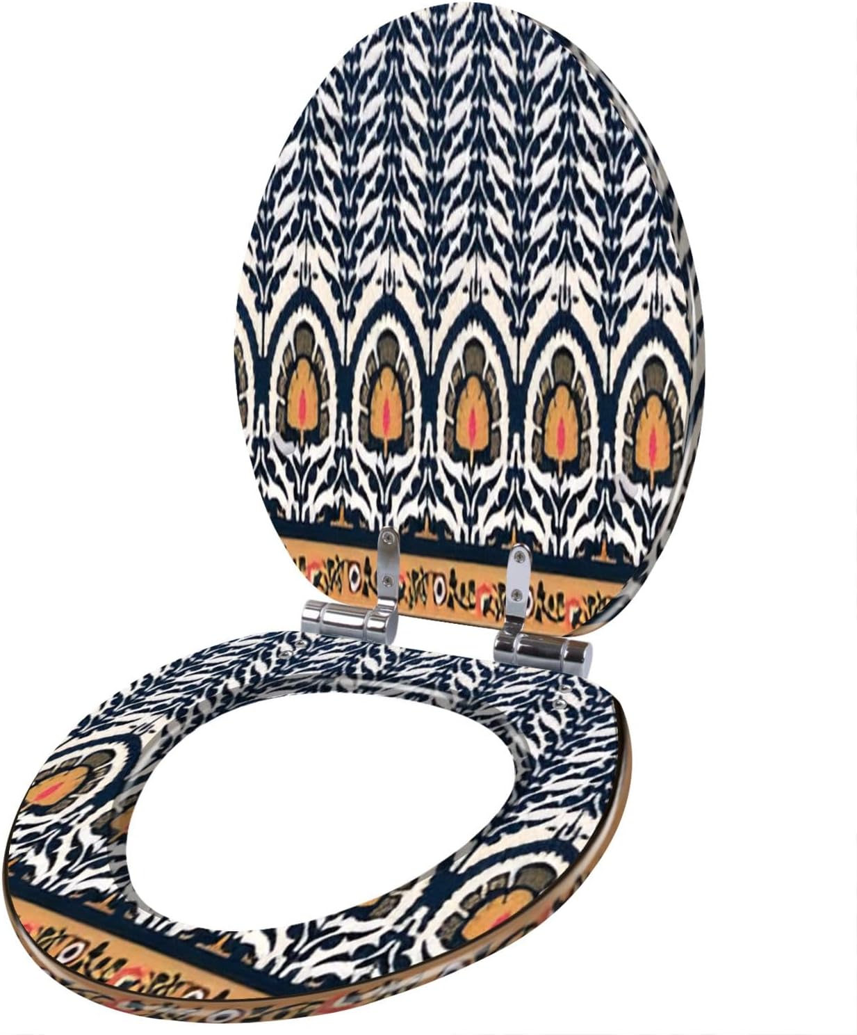 Resin Elongated Toilet Seat with Cover Quiet Close Quick Release Hinges