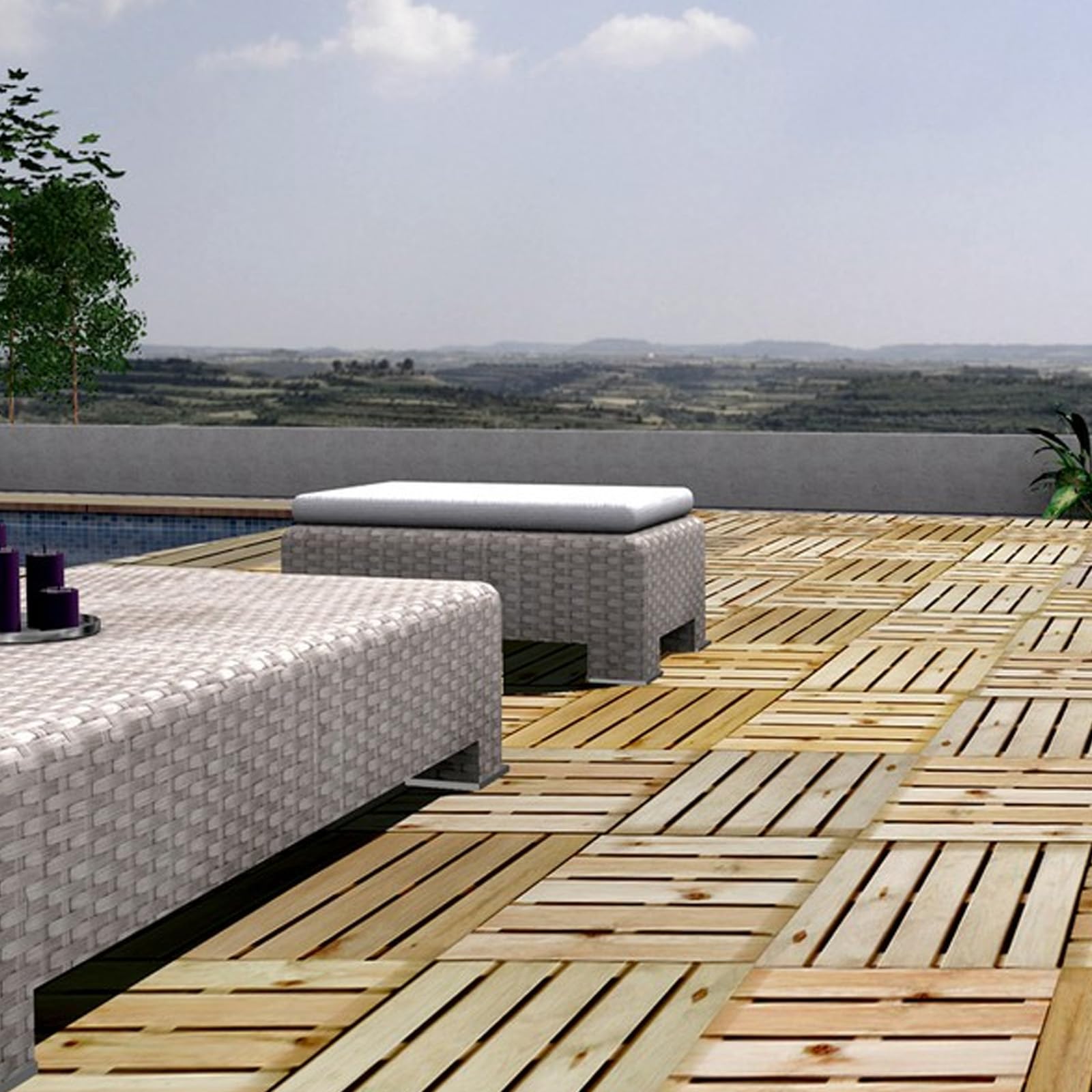 LOSETA MADERA PINO RAYADAS TANE 100X100