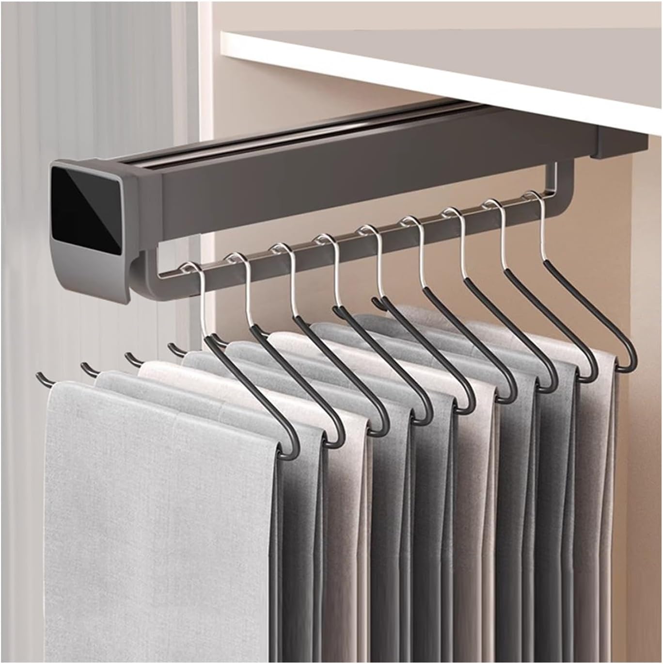 引き出し式ズボンラック、 引き出し式ハンガーレール 調節可能 32～62cm マルチカラー(Grey,42cm)