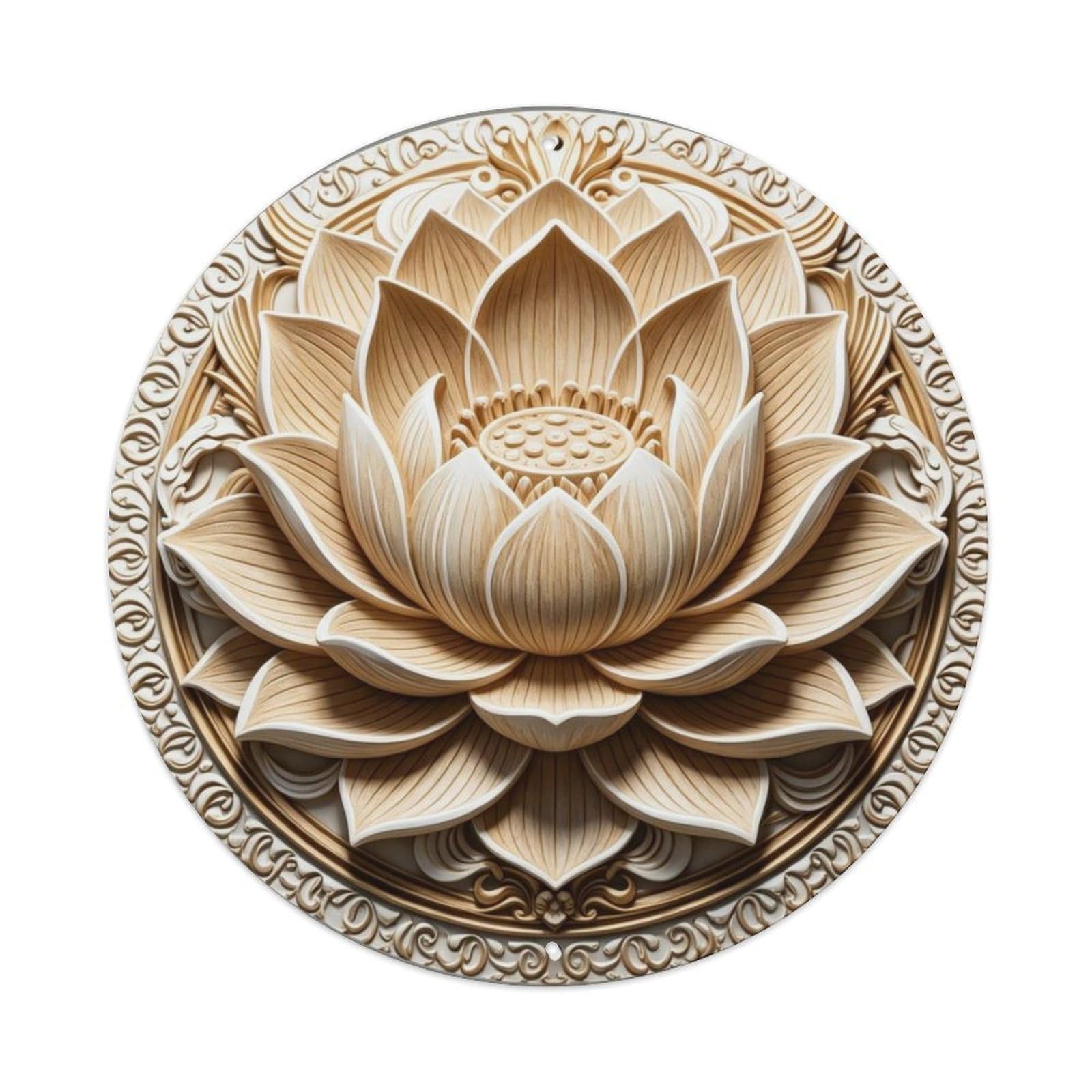 Blooming Lotus Flower Mandala 3D Zen Metal Tin Sign Plaque