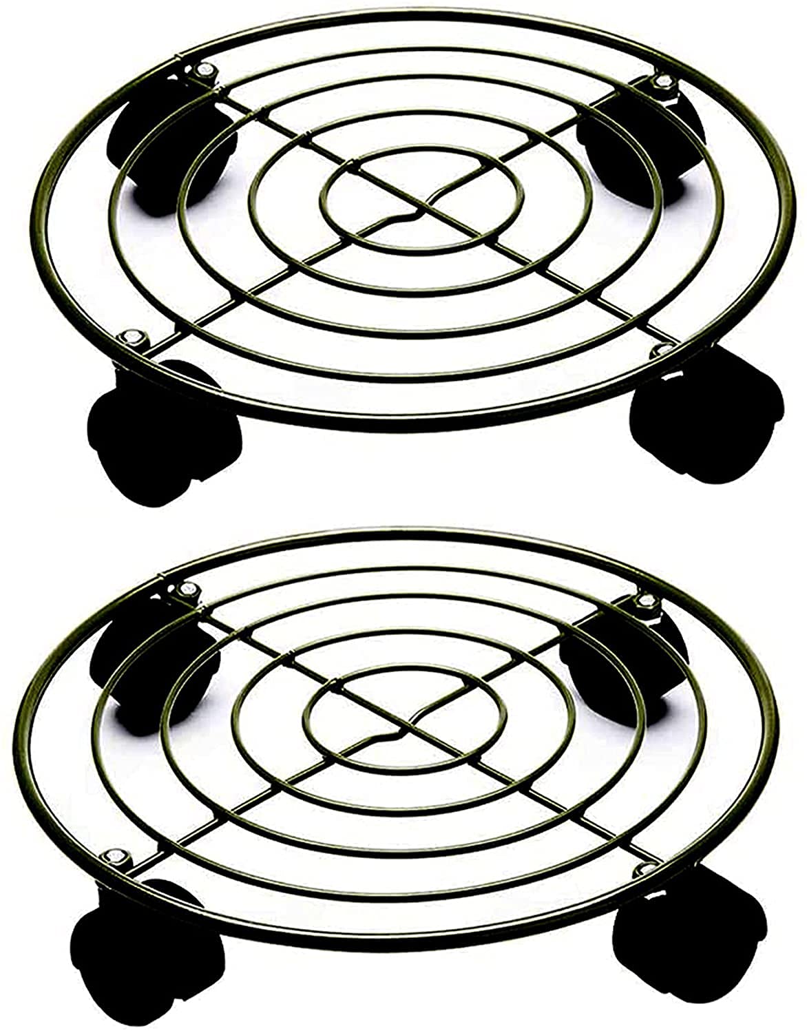 Pflanzentrolleys mit Rädern, robust, rund, 2 Stück, Mover, Caddy, Garten, Plattenbremse