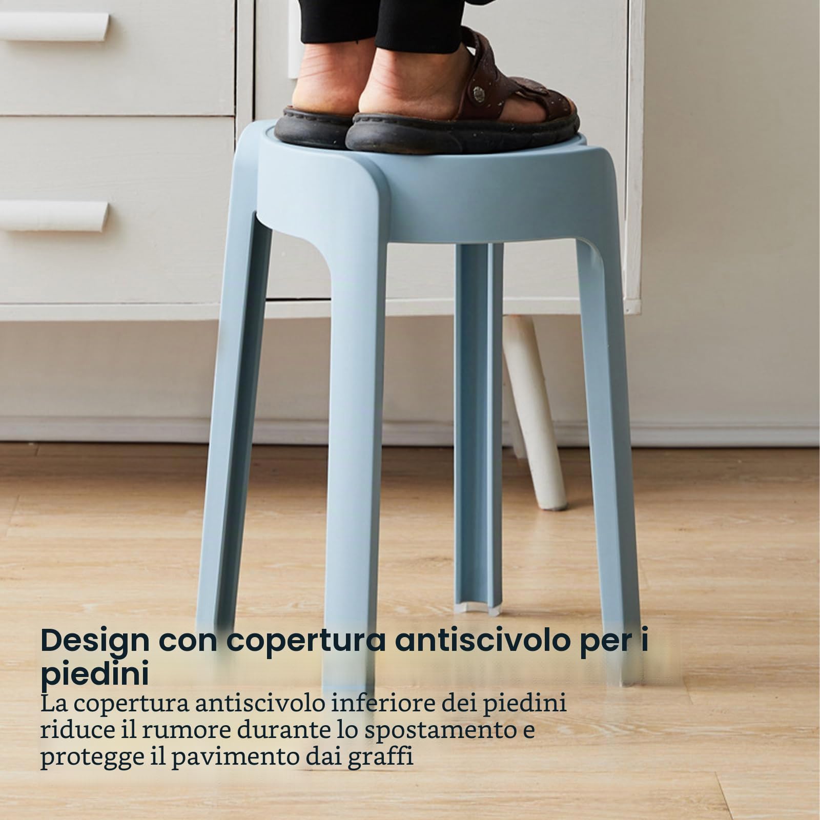 46CM Sgabello da Bagno in Plastica, Set di 5 Robusti Cucina Bar Sgabelli Impilabili Sedia Doccia Anziani Antiscivolo Sgabello per Bagno Camper Interno ed Esterno, 5 Colori