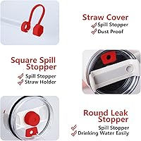 Vista 9 de Silicone Spill Stopper Set Compatible with Stanley Cup 2.0 30oz & 40oz with Straw Cover, Set of 4