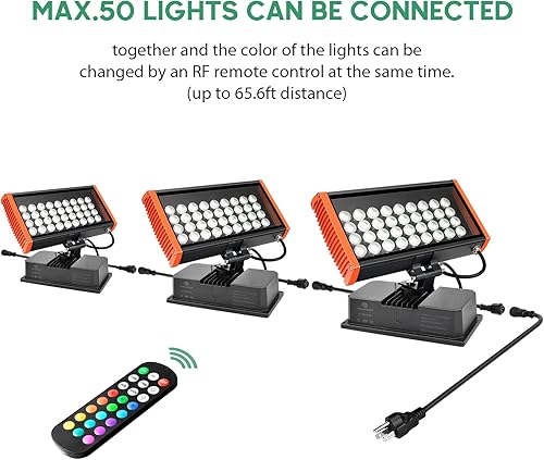 Miniatura 2 de LED Wall Washer Light with RF Remote, Linkable 144W RGBW Dimmable LED Floodlights for Outdoor Building Wall, Landscape, Wedding, Sign, Commercial