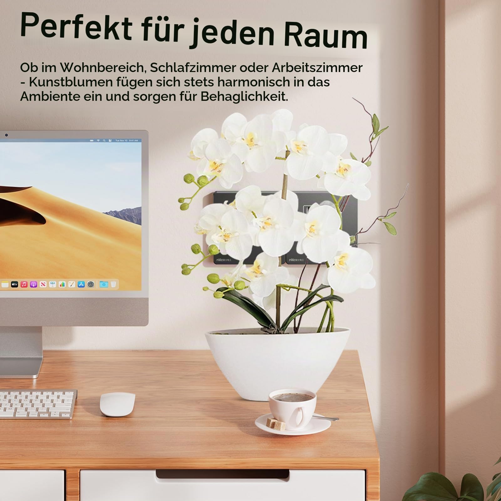 Künstliche Blumen, 45CM Künstliche Orchideenblüten Dekoration für künstliche Pflanzen Wie Echte künstliche Blumen Orchideen in Vasen Tischdekoration für Wohnzimmer