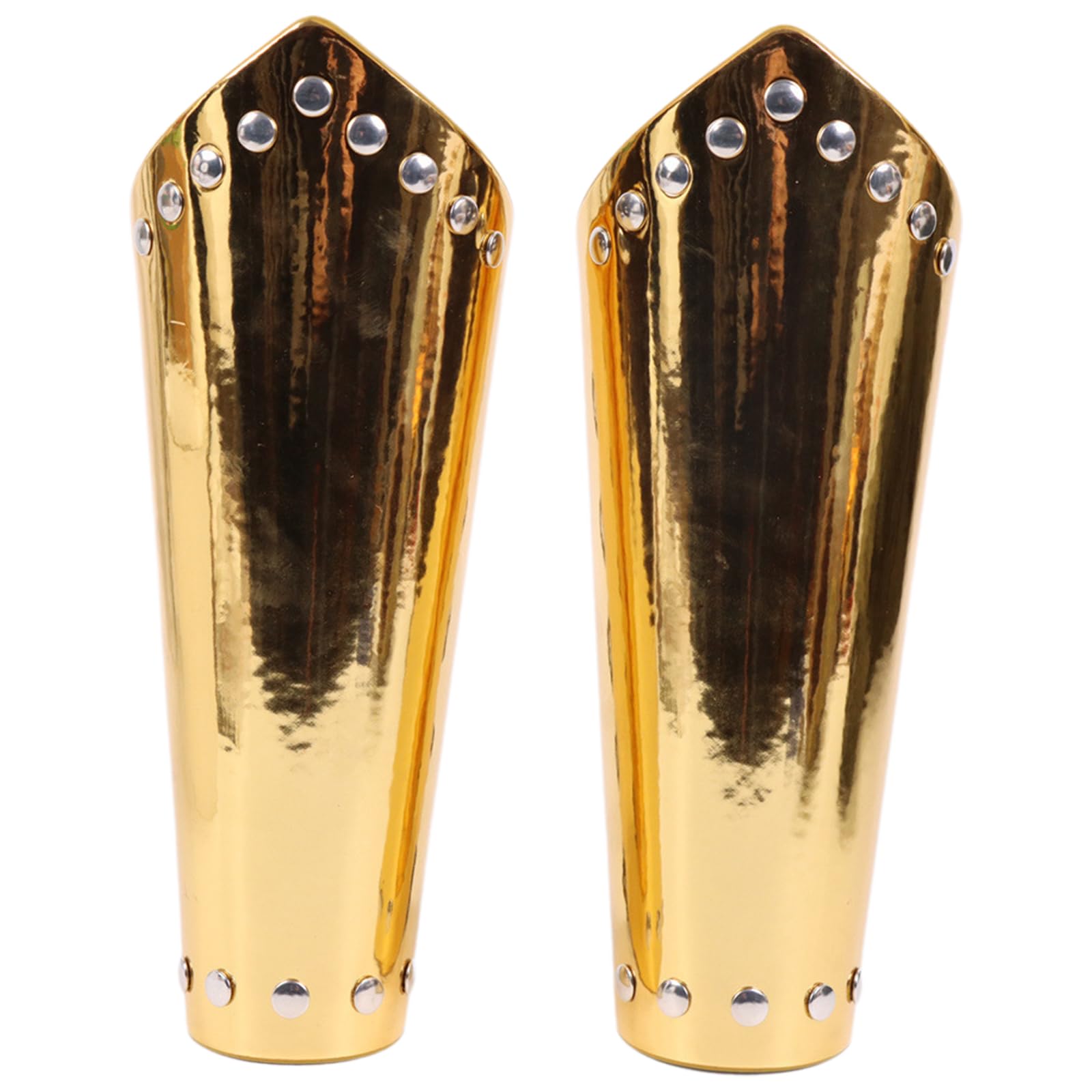 Aislor Medieval Wrist Guard Faux Leather Arm Sleeves for Carnival Halloween Cosplay Quality Cuff Smooth Gold One Size