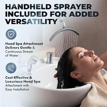 Buy-Rite Arched Waterfall Head Spa Kit with Sprayer for Shampoo Bowls
