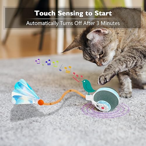 Miniatura 5 de YVE LIFE Pelota interactiva de juguetes para gatos de interior, 2025 recientemente actualizada Bola de gato ágil en movimiento con cola de malla