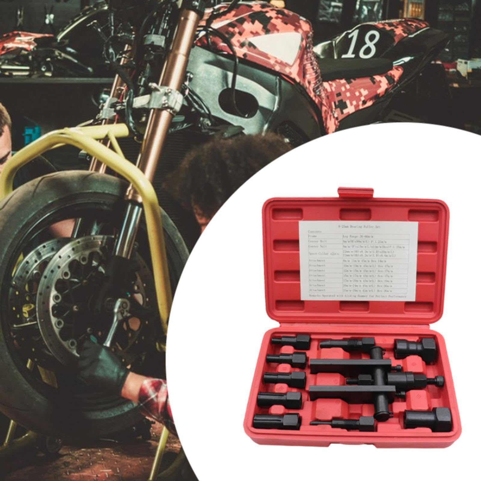 Kit di estrazione cuscinetti per ingranaggi, estrattore cuscinetti per moto in acciaio al cromo vanadio di qualità, utensile da 25-65 mm, kit di