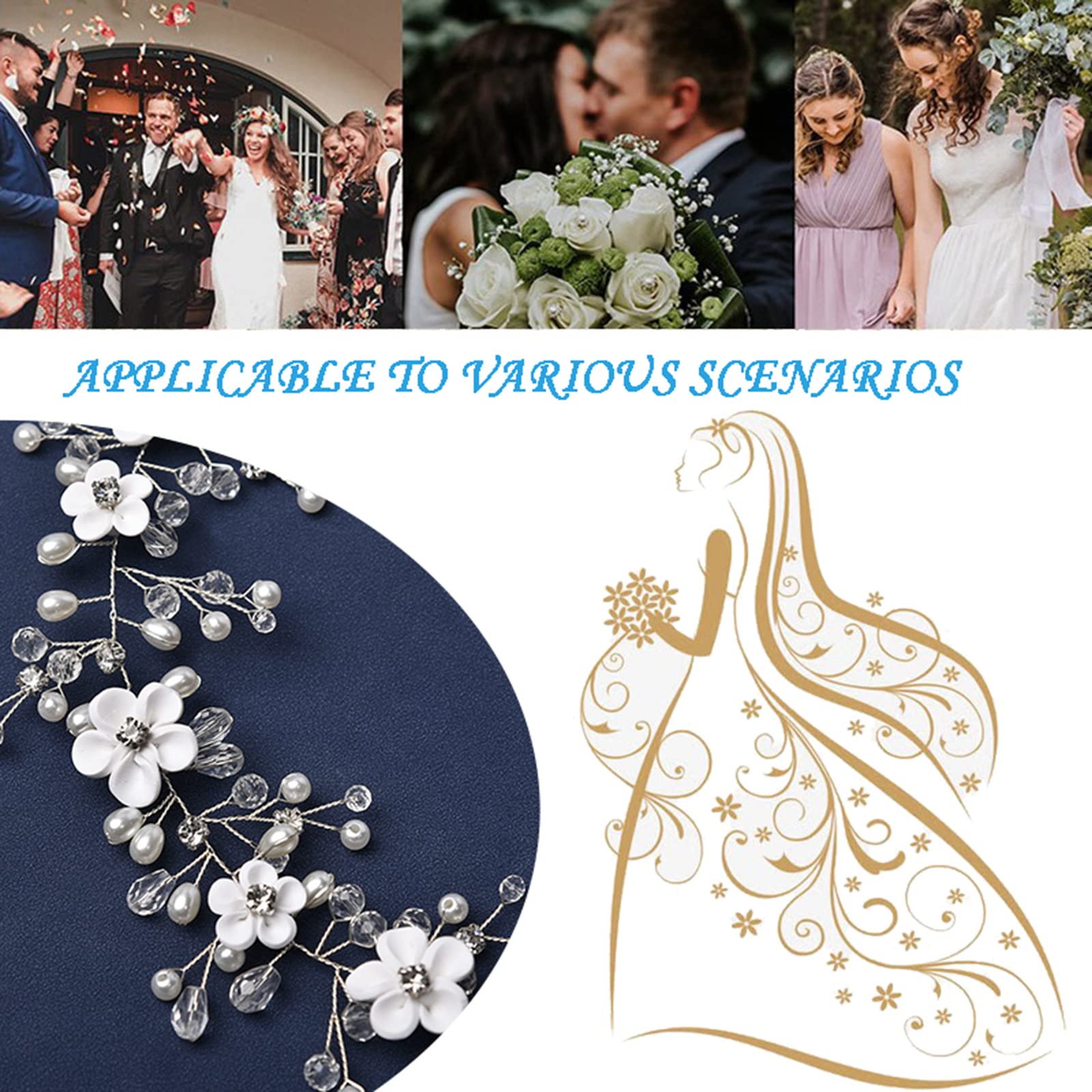 bijoux cheveux femme mariage blanc, Bijou Cheveux Mariage, Ruban Couronne Florale Bandeau, Couronne De Fleurs Pour Cheveux Enfant Pour La Mariée, Fiançailles, Mariage, Anniversaire, Fêtes
