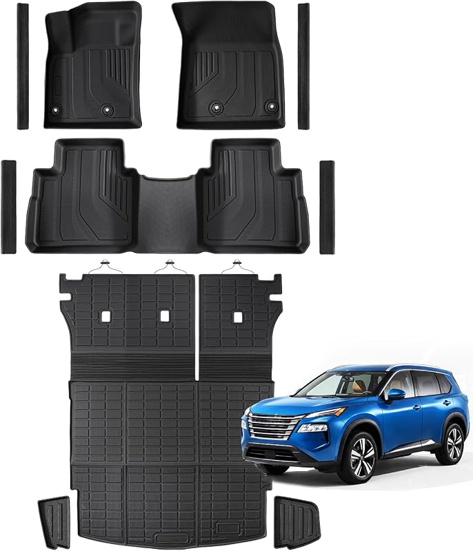 Kit de Tapetes, Forro de Porta-Malas e Protetores de Soleira em TPE para Nissan Rogue 2021–2026, Preto, COTAZA
