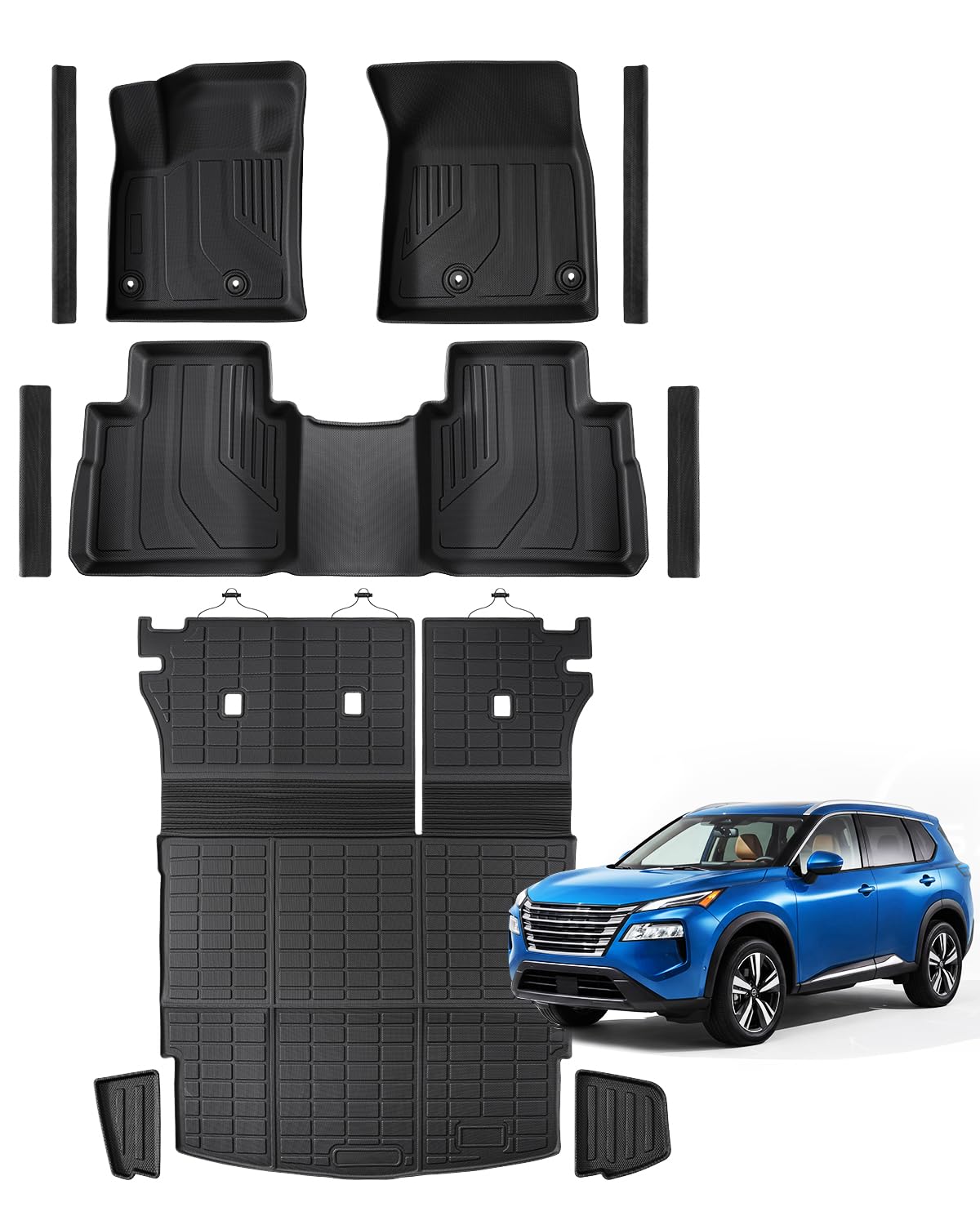Car Floor Mats for Nissan Rogue 2021-2026, Not for Sport, Black