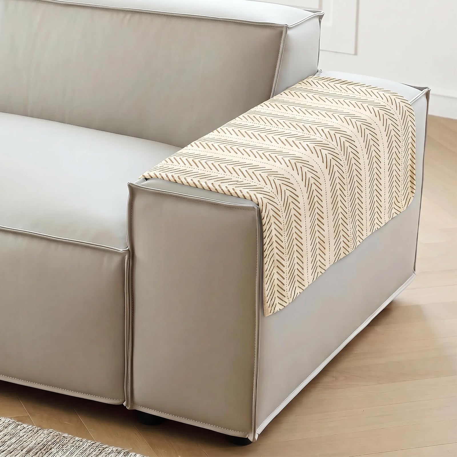 Sofa Armrest Covers, 2PCS Elastic Non Slip Sofa Covers for Fabric 70x90cm, White