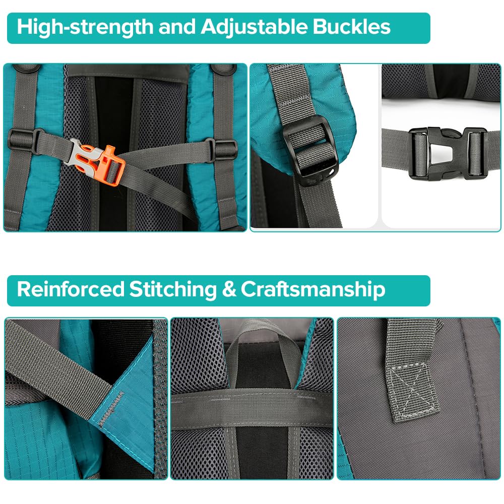 HUIOP Zaino da escursionismo da 70 litri Zaino da campeggio da arrampicata resistente all'acqua Zaino da viaggio con copertura antipioggia,zaino