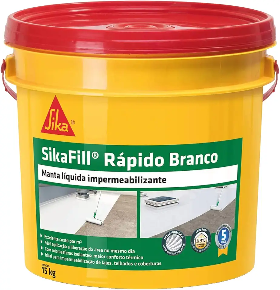 Sika – Borracha liquida- SikaFill Rápido Branco - Lajes - Fácil de aplicar - Balde 15kg