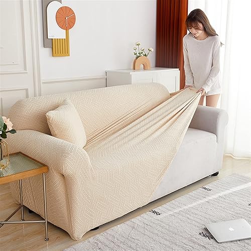Miniatura 2 de Fundas de sofá talladas, funda de paquete completo para cuatro estaciones, cojín elástico universal para sala de estar (color  K, tamaño 3 plazas)