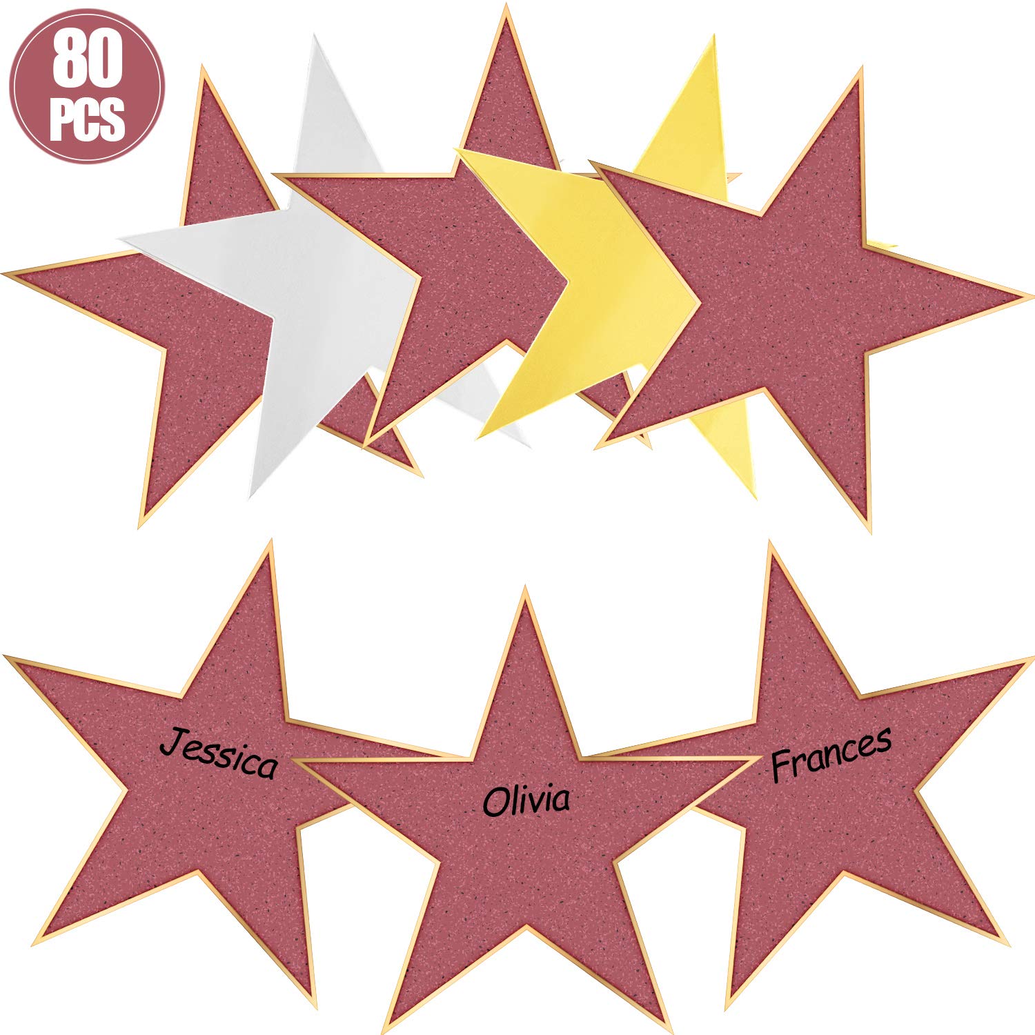 Gejoy 80 Pieces Mini Star Cutouts Movie Night Star Cutouts Movie Theme Star Cardboard for Movie Night Party Decoration Supply, 4.8 Inch