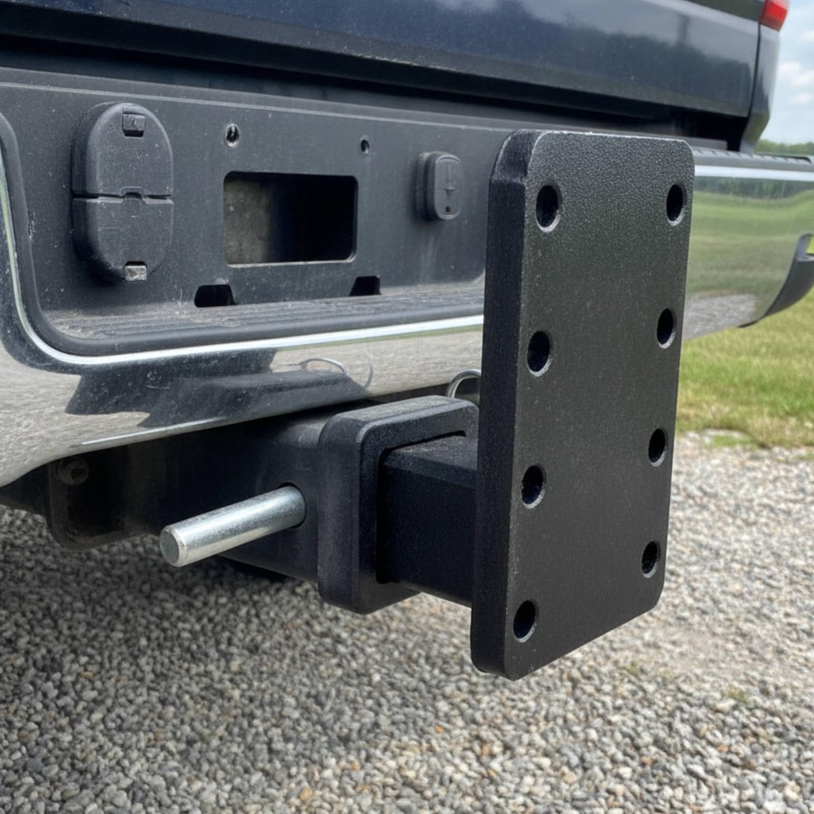 Support D'attelage avec Plaque Montage Multi-Trous Adaptateur D'attelage Remorque Robuste pour, Barre D’Attelage Réglable avec Goupille