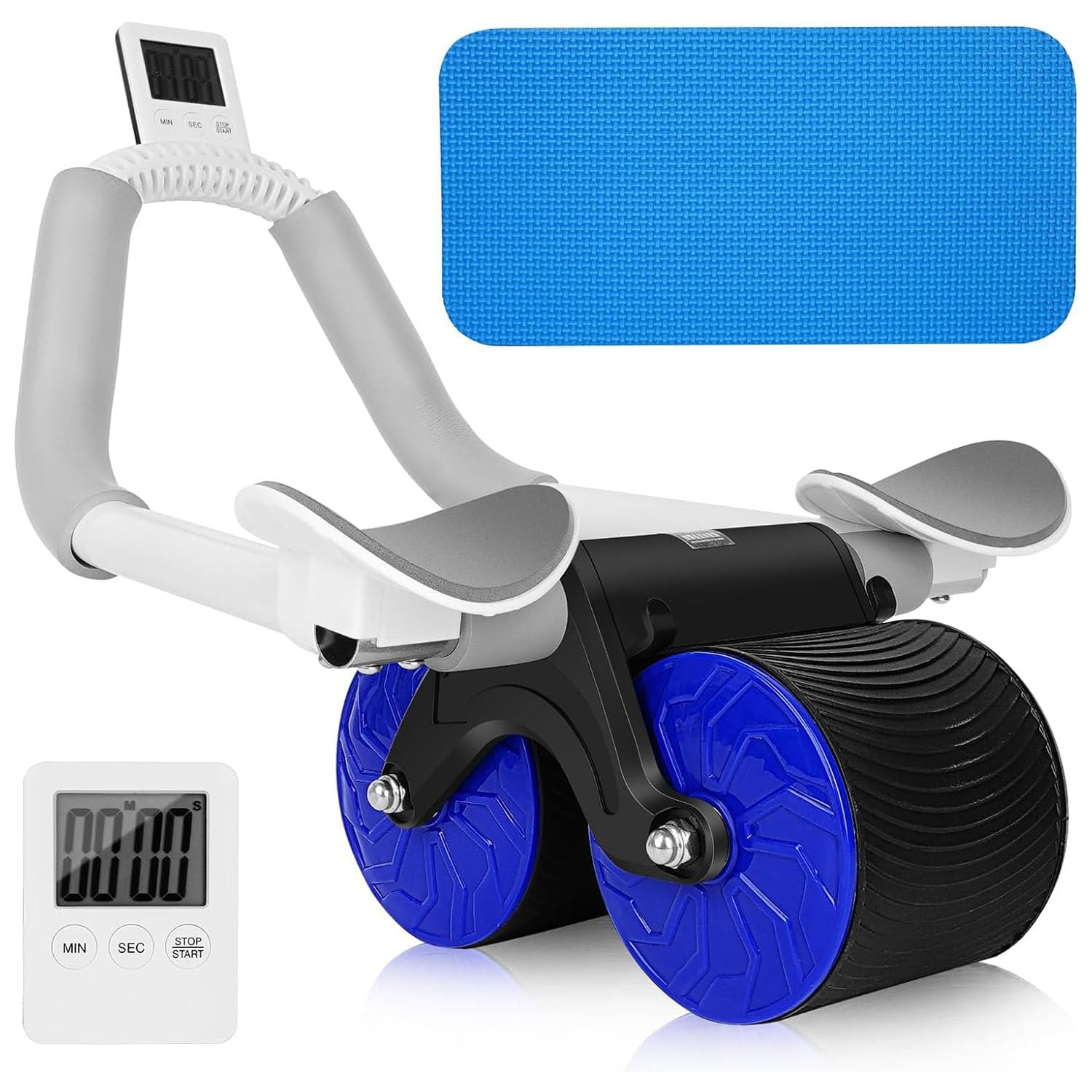 X springAbdominal Wheel Roller, Automatic Rebound Abdominal Wheel with Timer, Mute Roller Arms Back Fitness Equipment with Knee Pad, Ab Roller Wheel Core Exercise Equipment for Gym, Home