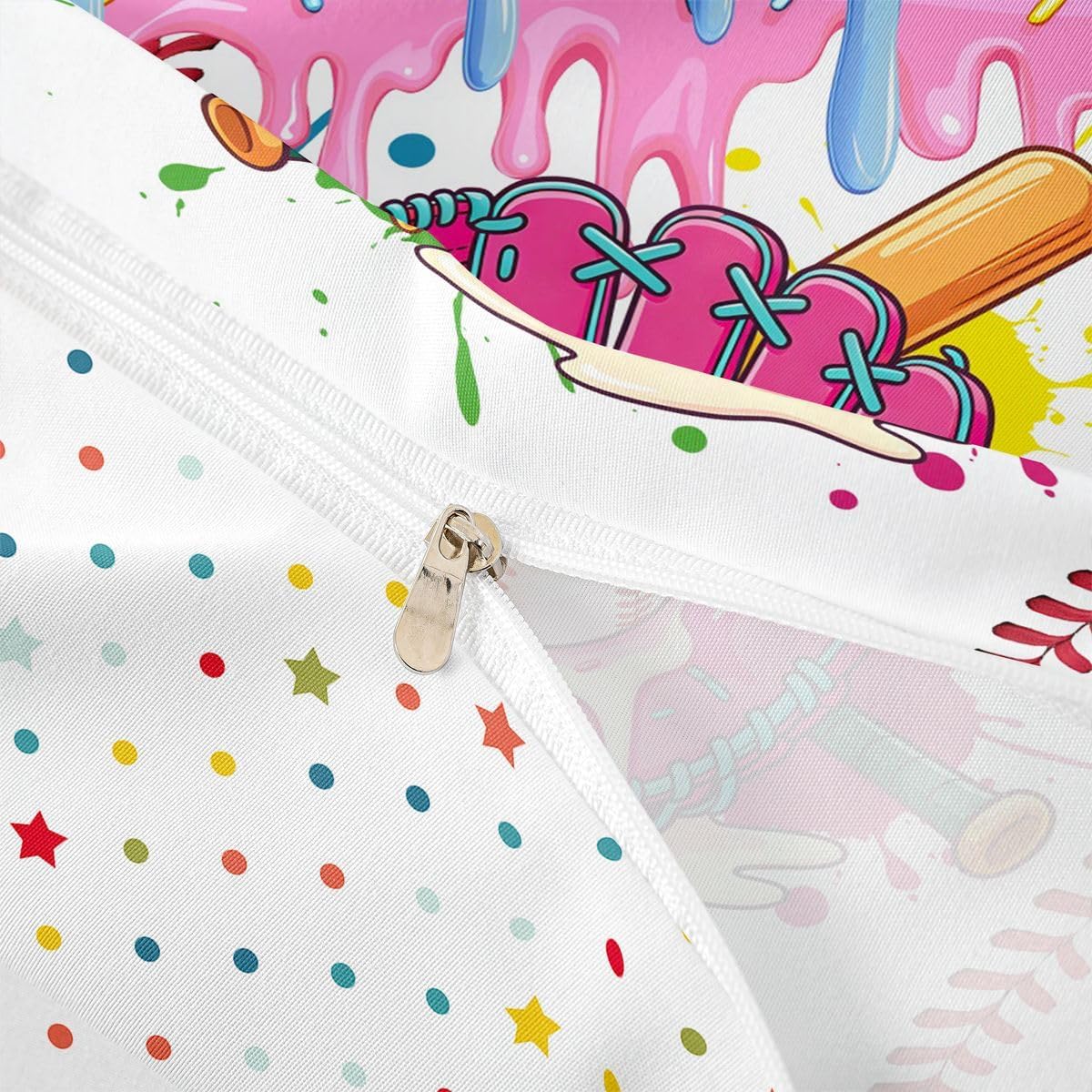 Erosebridal Baseball Ice Cream Toddler Duvet Cover Baseball Glove Bat Bedding Set Ice Cream Drip Comforter Cover for Kids Boys Girls,Sports Games Bed Set