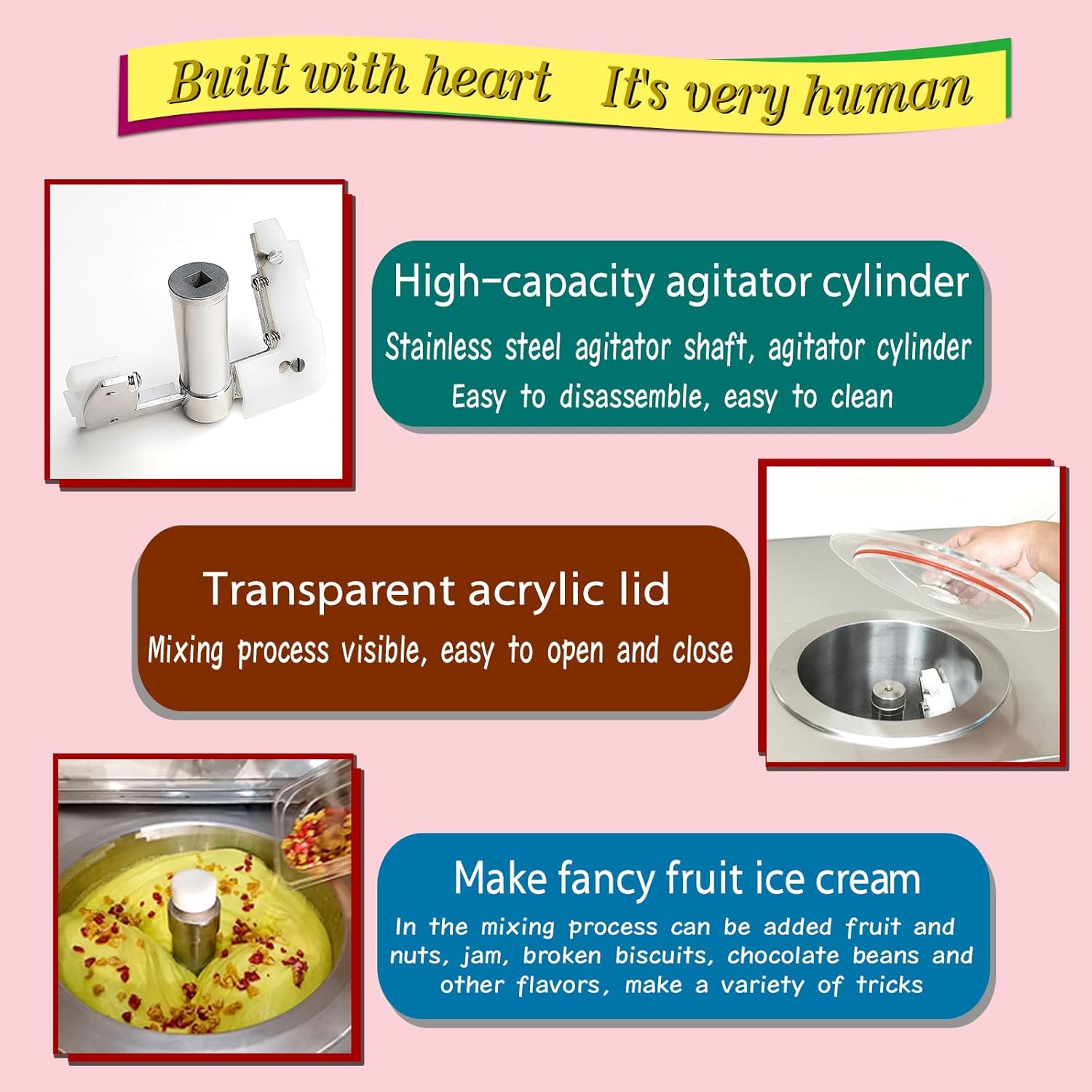 Kolice Commercial ETL Certified Countertop Hard Ice Cream Machine, 5.5 Gallon/Hour, Italian Water Ice & Fresh Fruit Snack Machine for Restaurants, Cafes, Food Trucks, and Bakeries