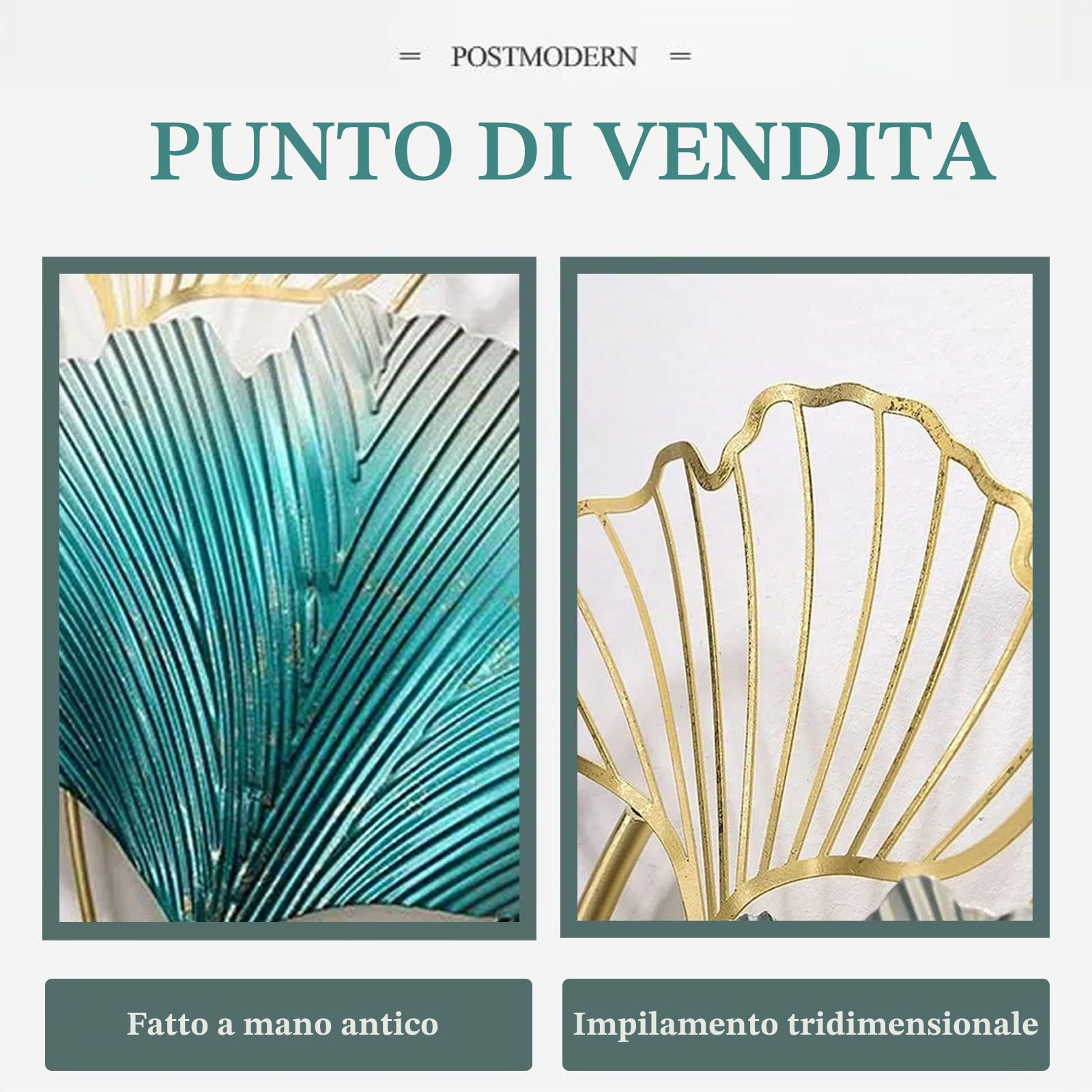 Decorazioni Parete Metallo Decorazioni Parete Soggiorno 150×50cm Decorazione Parete Metallo 3D Lusso Moderno Foglia di Ginkgo Scultura da Parete per Camera da Letto Ufficio