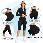 GROTEEN Women's Knee Length Capri Leggings – High Waisted Yoga Pants Workout Running Biker Shorts for Gym Summer