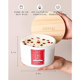 AOOVOO Apple Cinnamon Scented Candles for Women - 20oz 3 Wick Soy Candles for Home Scented, Aromatherapy Candle with Crystals Inside, Birthday Gifts Christmas Candle for Women Mom