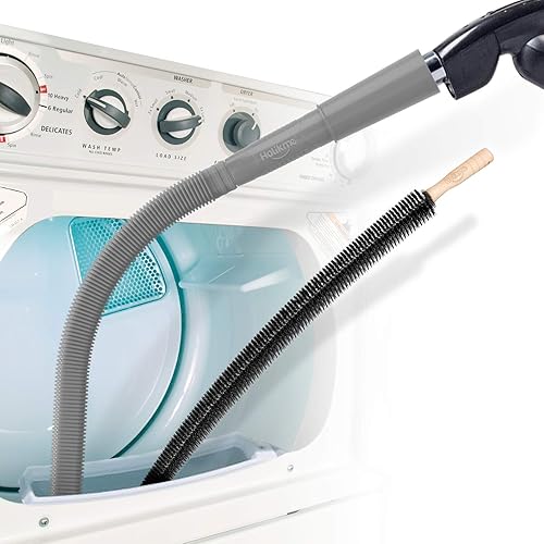 Holikme 2 Pack Dryer Vent Cleaner Kit, Dryer Lint Vacuum Attachment and Flexible Dryer Lint Brush, Gray