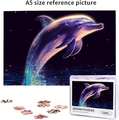 Miniatura 9 de Rompecabezas de delfines con purpurina de 1000 piezas, rompecabezas personalizados de madera para adultos, rompecabezas de fotos familiares, regalos