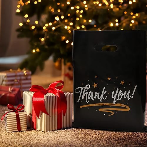 Miniatura 5 de Paquete de 100 bolsas de agradecimiento troqueladas de 12 x 15 pulgadas, bolsas de plástico reutilizables de 2.75 mil de grosor para negocios,