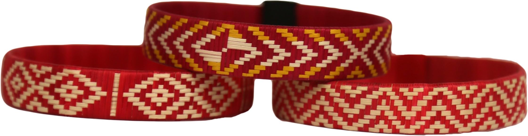 Third Time is the Charm - Cana Flecha Cuff Bracelets - Set of 3 - Red Tones - Colombia