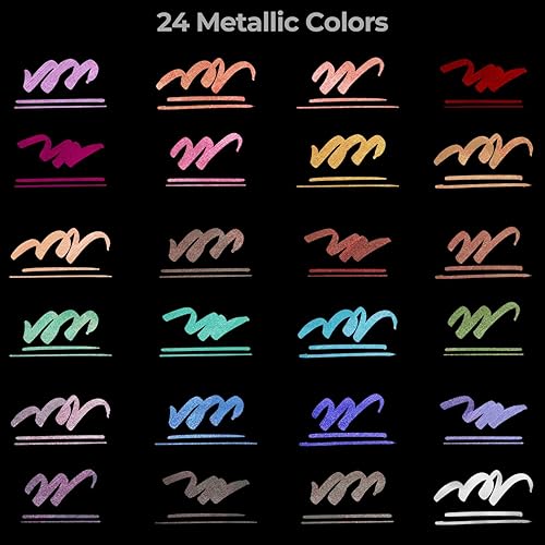 Miniatura 6 de Ohuhu Rotuladores metálicos de 24 colores, pincel y doble punta fina, libreta de dibujo artístico, 60 hojas