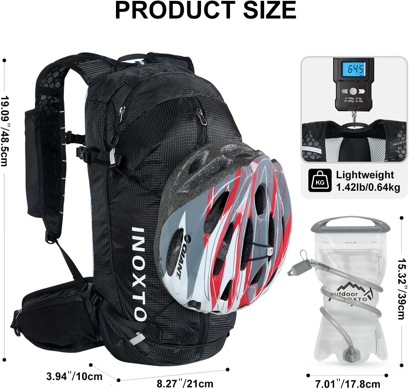 IX INOXTO Hydration Backpack, 20L Multipurpose Hiking Backpack with 2L Water Bladder, Water Backpack Insulated Hydration Pack Ideal for Hiking and Cycling