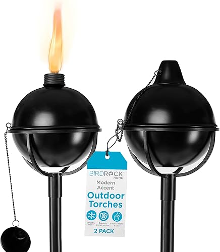 Vista 13 de BIRDROCK HOME Ibiza Torches - Citronela fácil de rellenar - Linterna de llama - Iluminación de patio trasero exterior - Lámpara de metal - Linterna