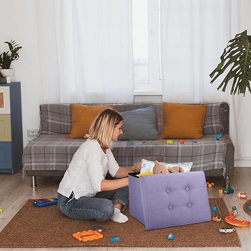 Miniatura 63 de Taburete otomano de almacenamiento otomano con reposapiés, banco plegable con almacenamiento, dormitorio de estudiantes y entrada, 16 x 12 x 12