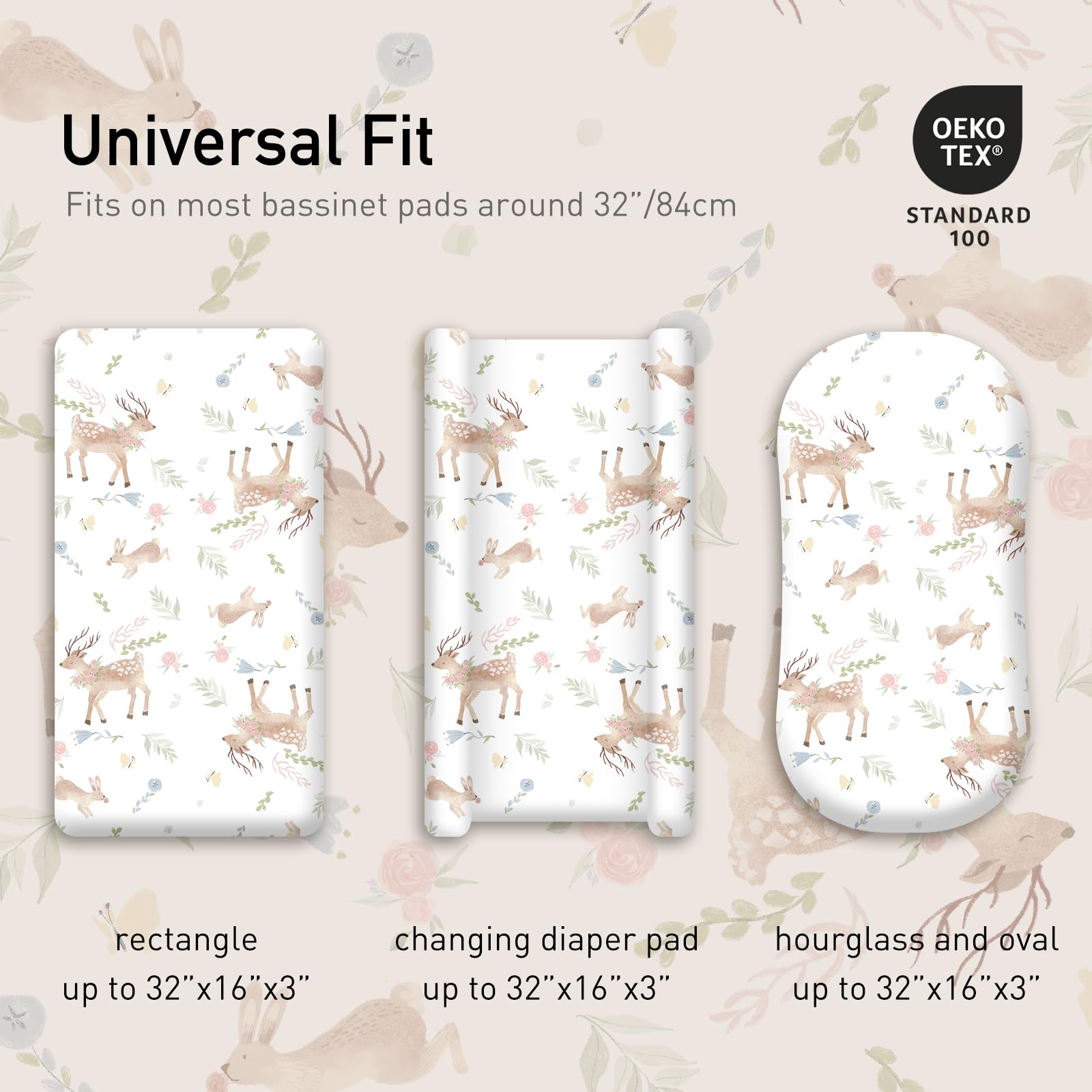 GLLQUEN BABY 4Pack Moses Basket Fitted Sheets, Newborn Pram Sheets Fitted - Image 2