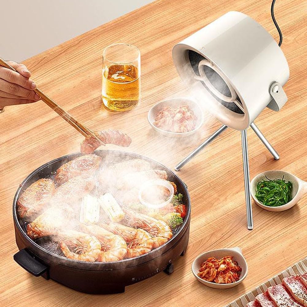 Campana extractora portátil para el hogar, campana extractora de 3 velocidades con filtros reemplazables para fondue de cocina, barbacoa (negro gris+3 pantallas de filtro)