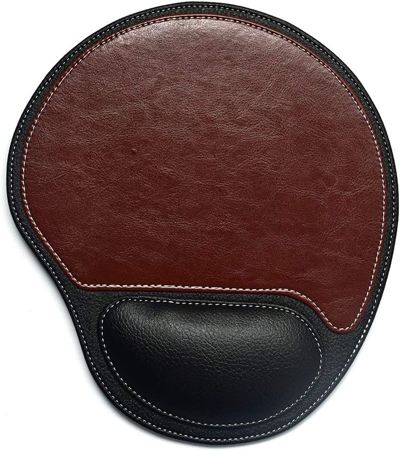 SANQIANWAN Leather Surface Mouse Pad with Soft Rest Wrist Support Anti-Slip Base for Computer Laptop