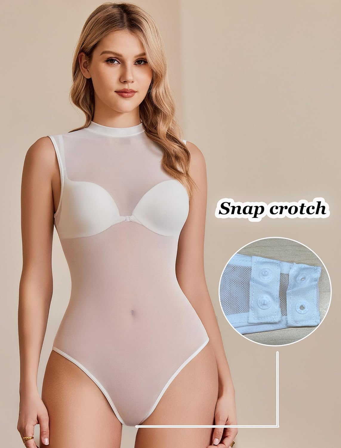 Avidlove Women’s Sheer Mesh Sexy Body Suit Sleeveless Bodysuits Tops Going Out See Through Shirts Leotards (Bra Not Included) - Image 3