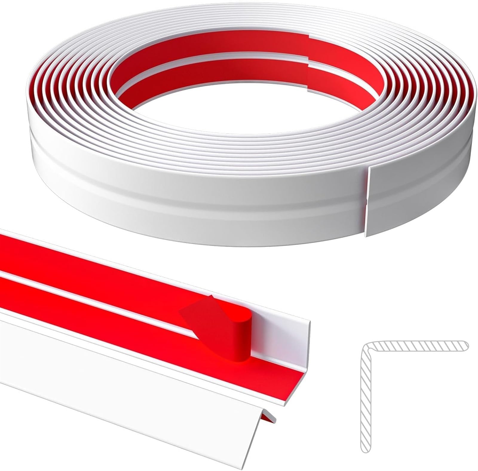 THE WHITE SHOP 6 PCS Wall Corner Protector, Peel and Stick Wall Trim Molding, Self Adhesive Wall Corner Guard&Edge Protector, Inside & Outside Corner Moulding Trim for Wall Edge Corner,Ceiling,Counter