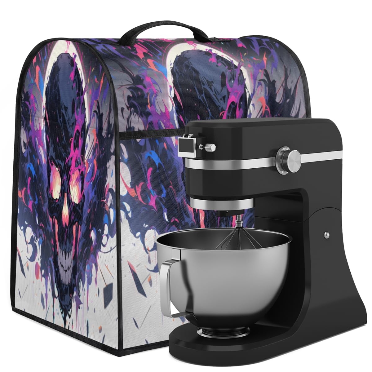 Coffee Maker Cover Skull Flame Kitchen Appliance Covers Small Appliance Covers Blender Cover Juicer Cover Dust Covers for Kitchen Appliances with Top Handle and Pockets,Washable,C652