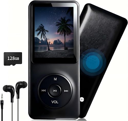 128GB MP3 Player,with Bluetooth 5.2, Music Player with Built-in HD Speaker, Voice Recorder, HiFi Sound, E-Book, Earphones Included