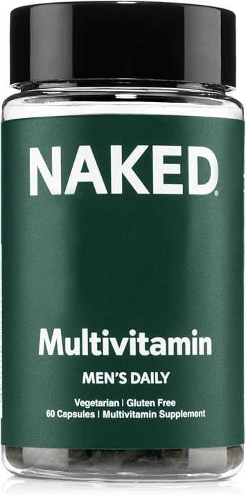 NAKED Mens Multi Daily Multivitamin for Men A, C, E, Selenium, Zinc, Fruit and Super Green Extracts and More to Boost Immune Support Gluten-Free and Vegetarian Daily Vitamins 60 Capsules