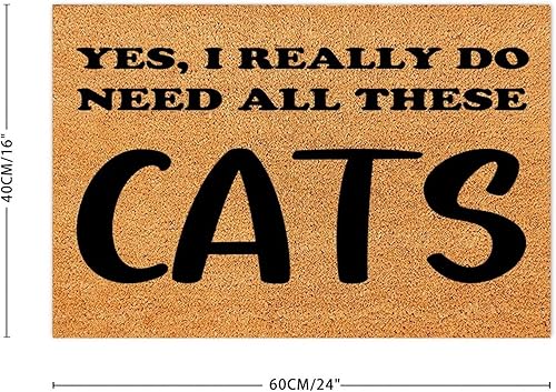 Miniatura 2 de Yes I Really Do Need All These Cats - Tapete de fibra de coco, tapete para puerta de entrada interior, regalo divertido, casa de campo, zonas de
