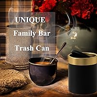 Vista 3 de Mini bote de basura con tapa, pequeño cubo de basura de metal, mini cubos de basura para encimera para escritorio, automóvil, oficina, cocina, cubo