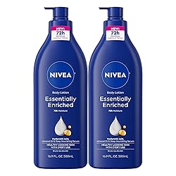 NIVEA Essentially Enriched Body Lotion for Very Dry Skin with Hyaluronic Acid, Almond Oil and Deep Nourishing Serum, 72-Hour Body Moisturizer, 16.9 Fl Oz Pump Bottle, Pack of 2