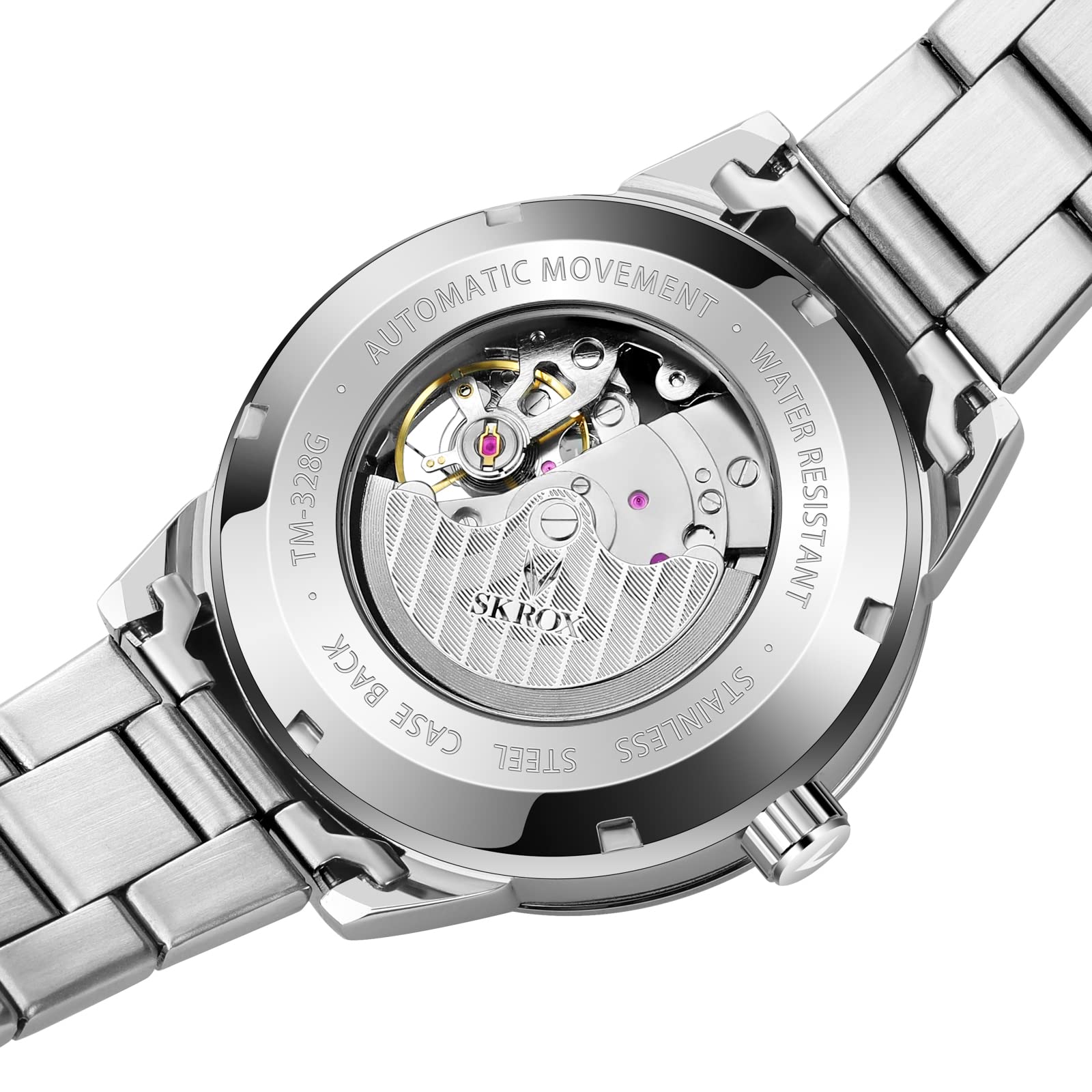 FORSINING Mechanische Tourbillon-Herren-Armbanduhr, Automatik-Armbanduhr mit Edelstahlarmband, 4-silber, Mechanisch