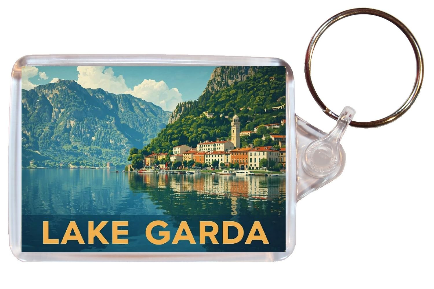 Baked Bean Store Multicolor Lake Garda - Italy - Double Sided Keyring Artistic Bbs26key124